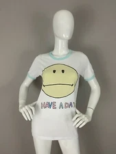 Junk Food Womens Graphoc Logo Cotton Crew Neck WHITE Graphic T-shirt SIZE S