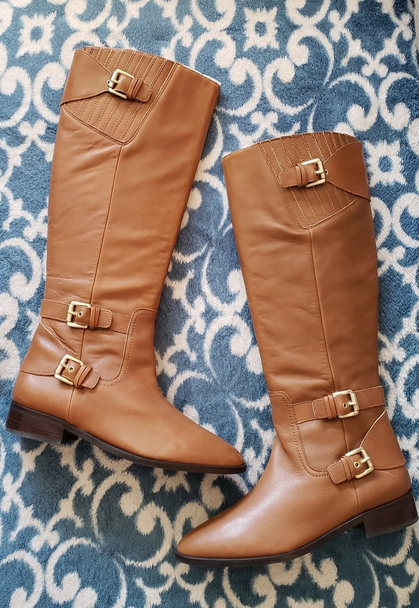 Vil ikke Morgen galop NEW MICHAEL KORS $298 COGNAC BROWN LEATHER TALL EQUESTRIAN RIDING BOOTS 41  9.5 | eBay