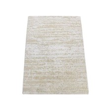 2' x 3' Ivory Modern Design Pure Silk with Wool Hand Knotted Mat Rug R80430