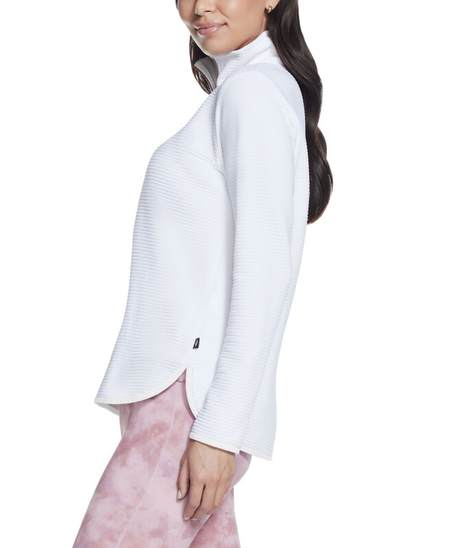 売れ筋商品|||スケッチャーズ カットソー トップス レディース Sketchers Women's Ottoman-Rib Quarter-Zip Top White Soft-Knit Ottoman 1/4 Zip