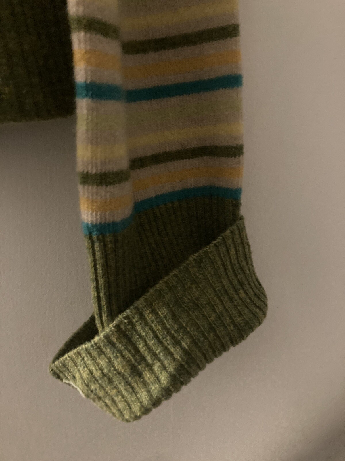 Vintage 90s Fornarina Yellow/Green/Blue Striped Polo Jumper w Flowers Size Med image 5