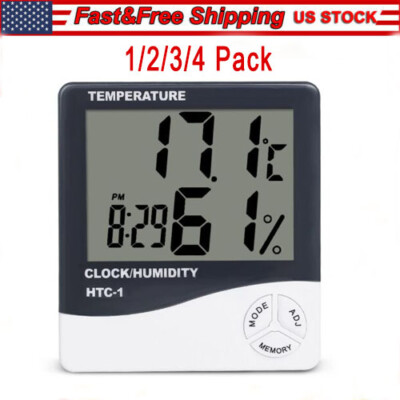 Thermometer Indoor Digital LCD Hygrometer Temperature Humidity Meter Alarm Clock