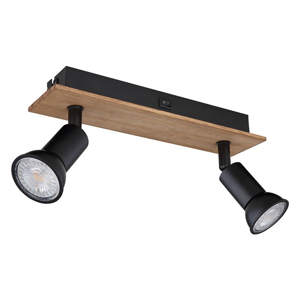 Deckenleuchte Holzlampe Wohnzimmerleuchte Schwarz Braun GU10 Spot Verstellbar-image