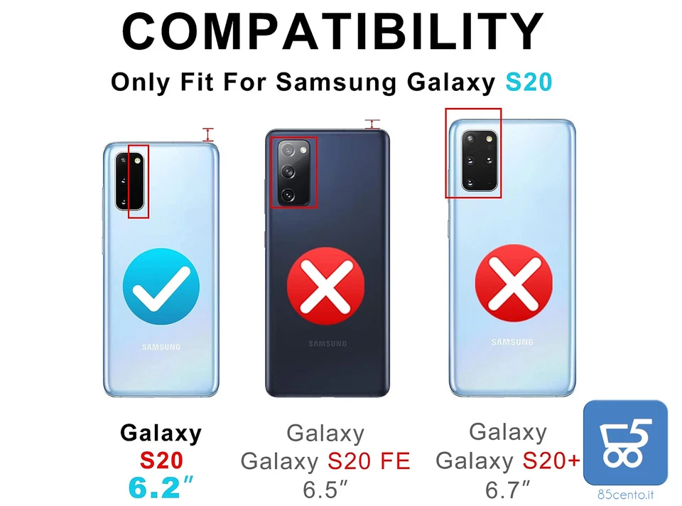 Custodia per Samsung Galaxy S20 6.2" Nero in Pelle Libro Vakoo Serie Wallet Card - Immagine 4 di 4