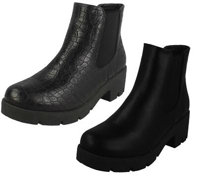 Damen Spot On Stiefeletten mit klobigem Absatz