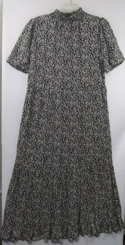 Miss Selfridge US sz 8 Black Floral Short Sleeve Mock Neck Tiered Maxi Dress NWT