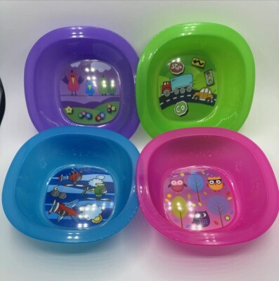 Munchkin 1 pk Toddler Bowl Decor Pack of 4 colorful BPA FREE Meals & Snacks E1