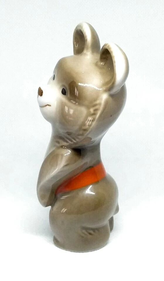 Estatuilla de oso Misha olímpico soviético de porcelana Moscú 1980 URSS 5" de colección Foto 2 de 4