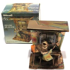 Marksons Piano Player Music Box Metal Sculpture Vintage Decor, Original Box