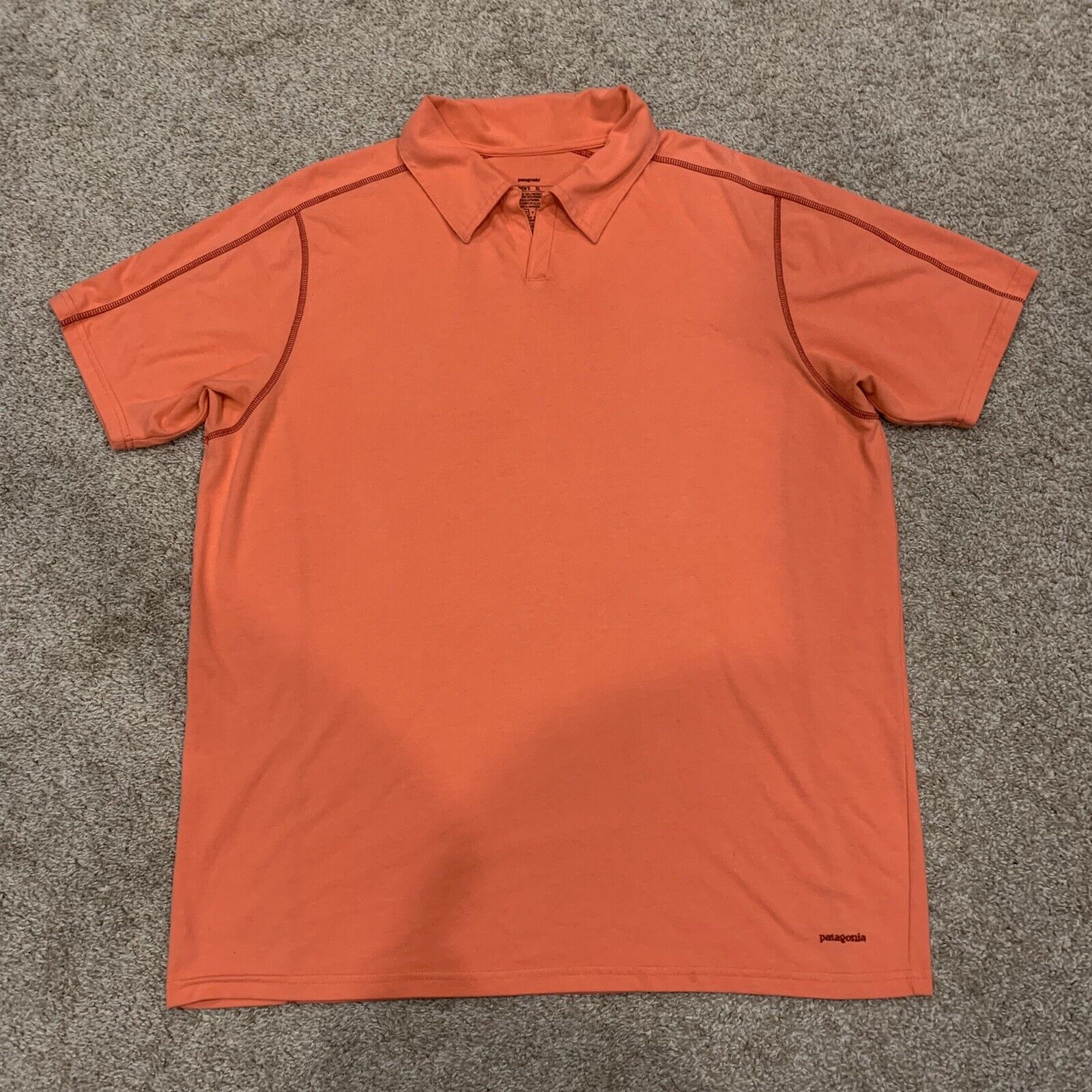 Patagonia Men's XL Short Sleeve Coral Orange Embr… - image 1