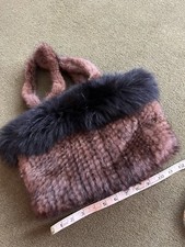 Knitted Rabbit Fur Handbag With Fox Trim