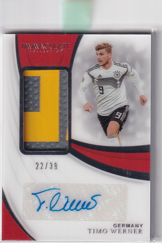 Panini Immaculate 2018/19 Timo Werner Match Worn Patch Auto 22/39 SSP