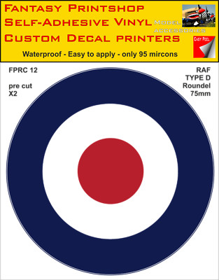 RC RAF Roundels Doppelpack Vinyl Aufkleber Aufkleber Typ D Roundel 75-290 mm FPRC12   