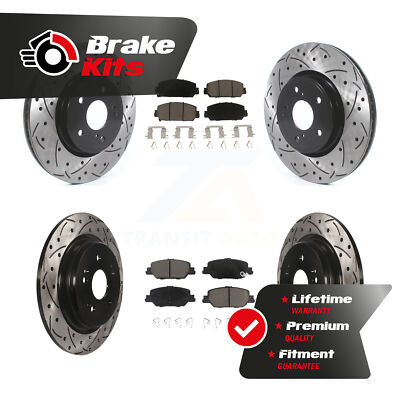 Front Rear Drill Slot Disc Brake Rotors Ceramic Pad Kit For 2017-2023 Honda CR-V