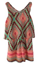 8 Speechless Sleeveless Romper Girl's Dressy Bright Multicolor Coral