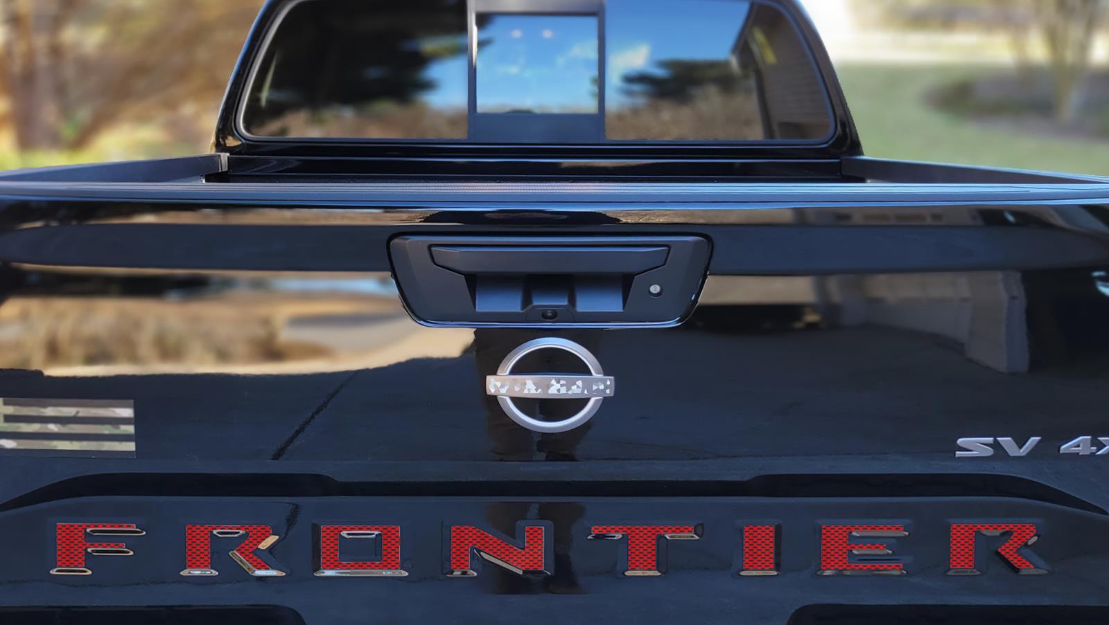 Red Carbon Raised Rear Tailgate Insert Letters for 2022-2026 Nissan Frontier