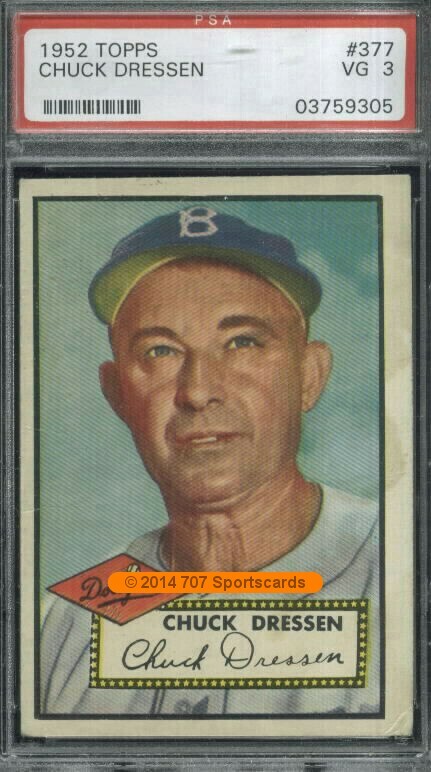 1952 Topps 377 Chuck Dressen PSA 3 (9305)