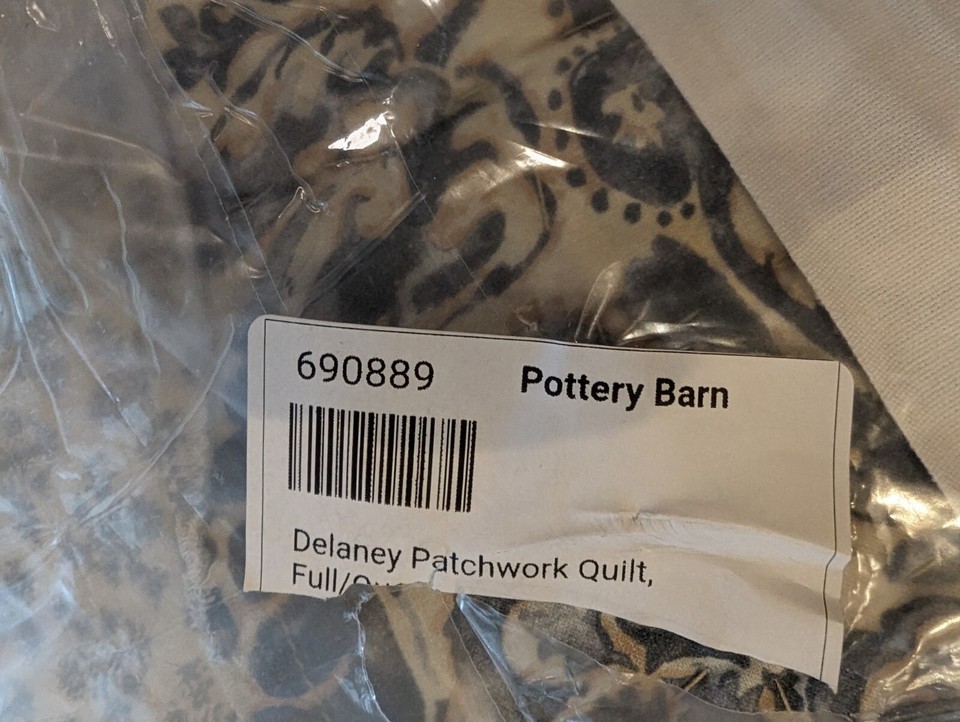POTTERY BARN Delaney Handcrafted Patchwork Cotton QuiltFull/QueenNWT