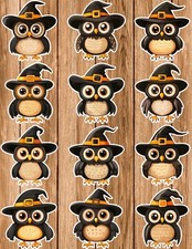Halloween Owl Die Cut Vinyl Stickers Set Scrapbooking Laptop WaterBottle