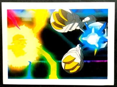 POKEMON ASH CHAMPION Sticker EM #105 PIKACHU VS MEGA METAGROSS South America