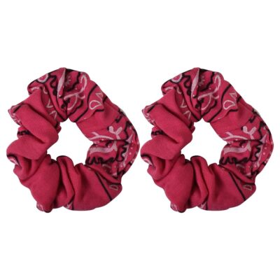 Hot Pink Bandana Scrunchies Cotton Hair Bobble Set of UK