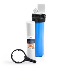 Big Blue 20" Whole House Water Filter System (1"Port)+ Bracket+20" Carbon Block