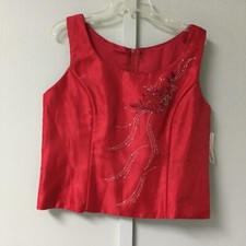 lets fashion top made in usa size 2XL red chiffon sleeveless party cocktail zip