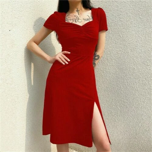 Cotton Short Sleeve Stretch Dresses for Women