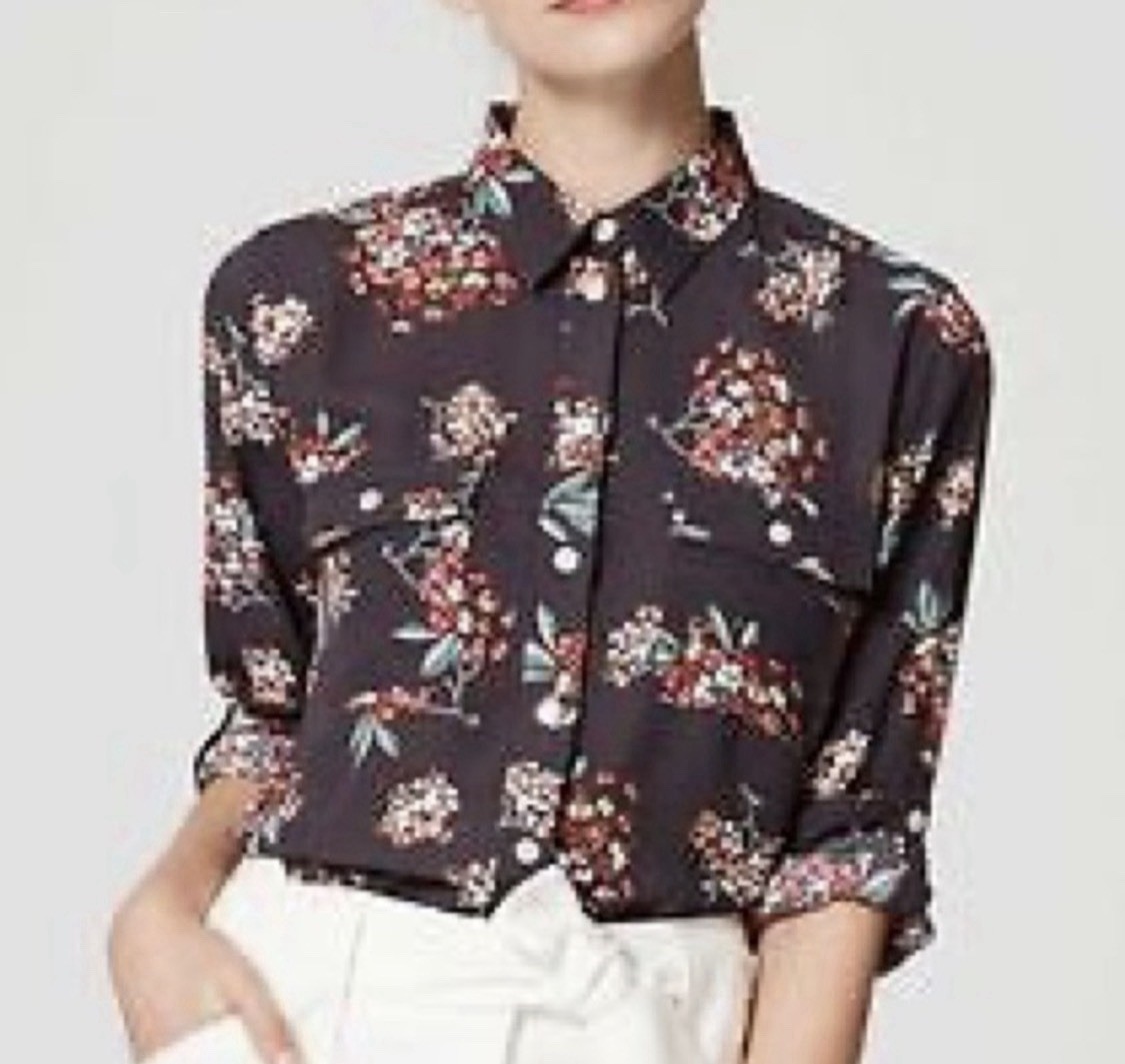 Loft Utility Blouse Hydrangea Lightweight XL NWOT - image 8