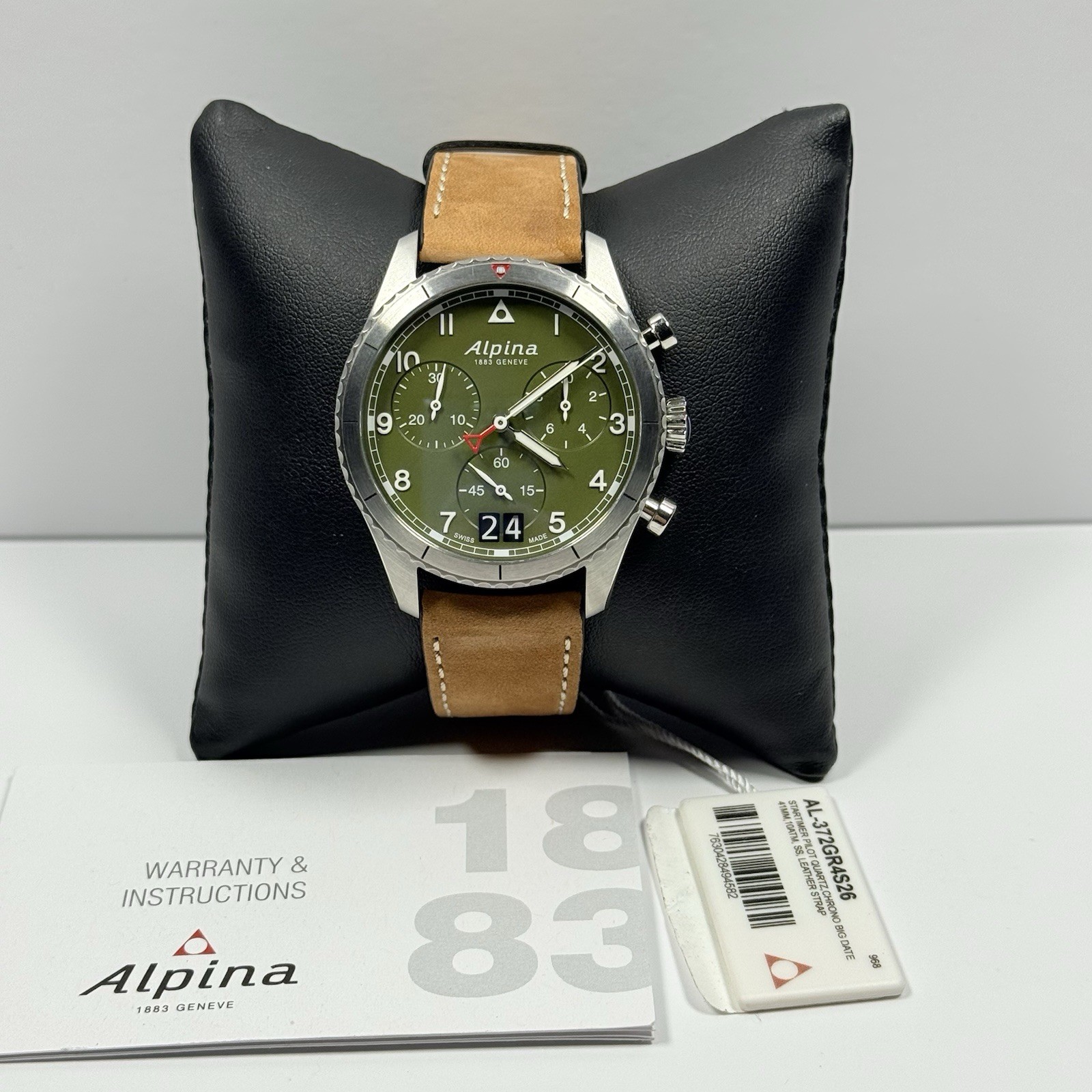 Alpina Startimer Pilot AL-372GR4S26 Chronograph Big Date Green Dial Men’s Watch