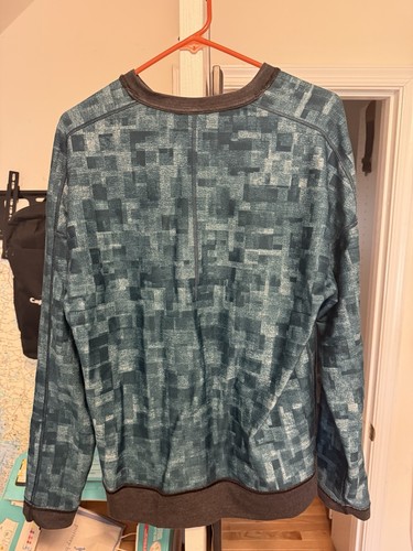 Lululemon City Sweat Crew Sweatshirt Gray Reversible Blue Geometric Men’s Large - 第 2/5 張圖片