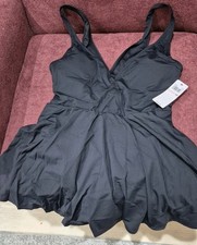 Anne Cole Live In Color Swimdress Size 10 Black Surplus Skirted One Piece NWT