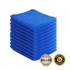 Microfibre Blue Cloths Cleaning Cloth Car, Valeting, Wash Towel 40cm XL, 10 Pack