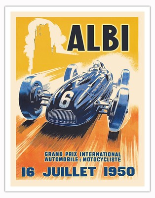 1950 ALBI Grand Prix International - Vintage Car Racing Poster by Andre Bermond