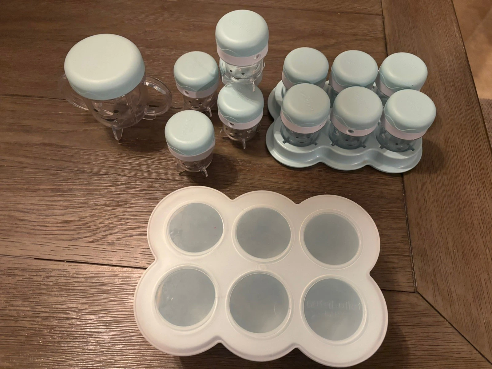 Nutribullet Baby 11 blue Storage Containers Jars Set & other Replacement Parts