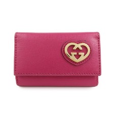 GUCCI Lovely Heart Interlocking G Leather 6 Ring Key Case 257217 Auth Used F/S