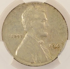 1943 1c Wheat Cent Struck on Silver Dime Planchet CACG AU55