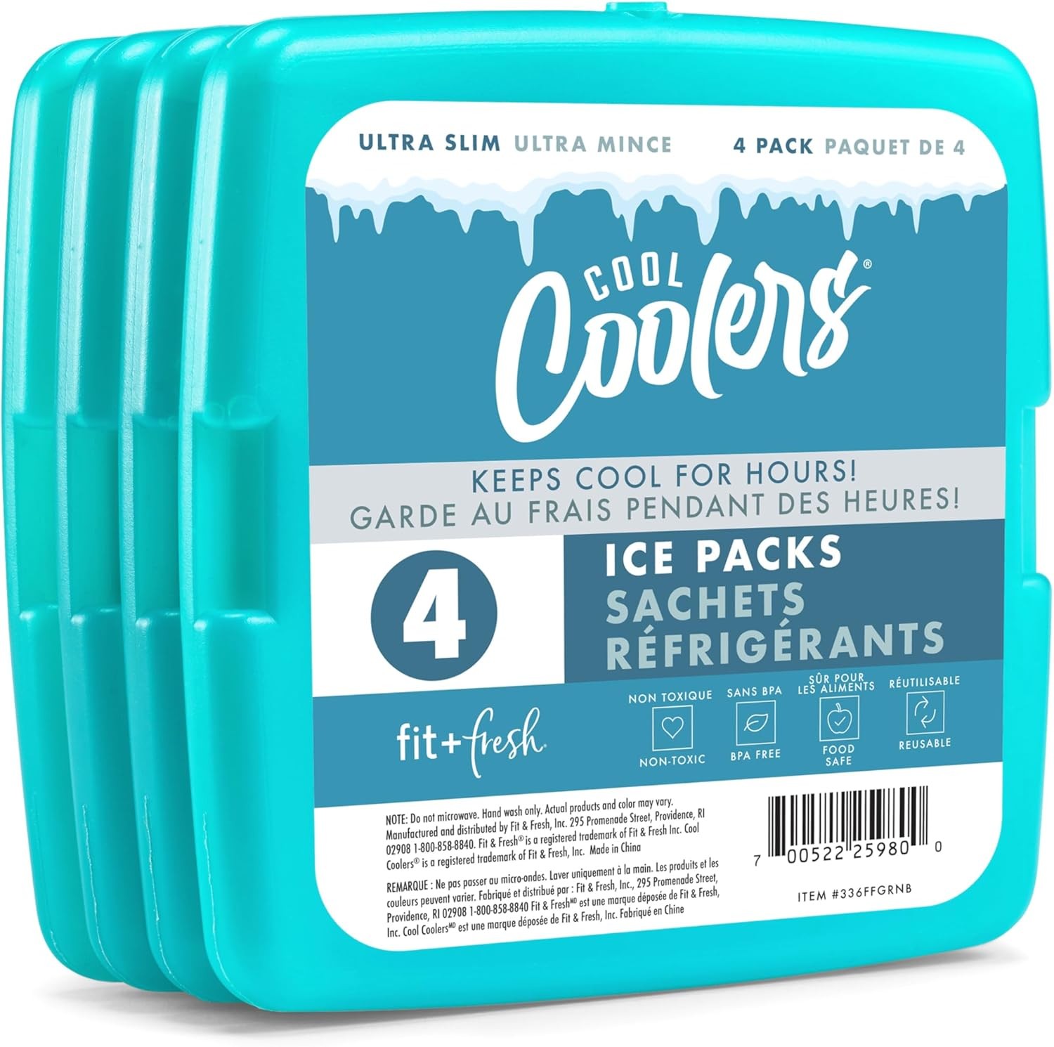 Cool Coolers by Fit & Fresh 4 Pack Slim Ice Packs