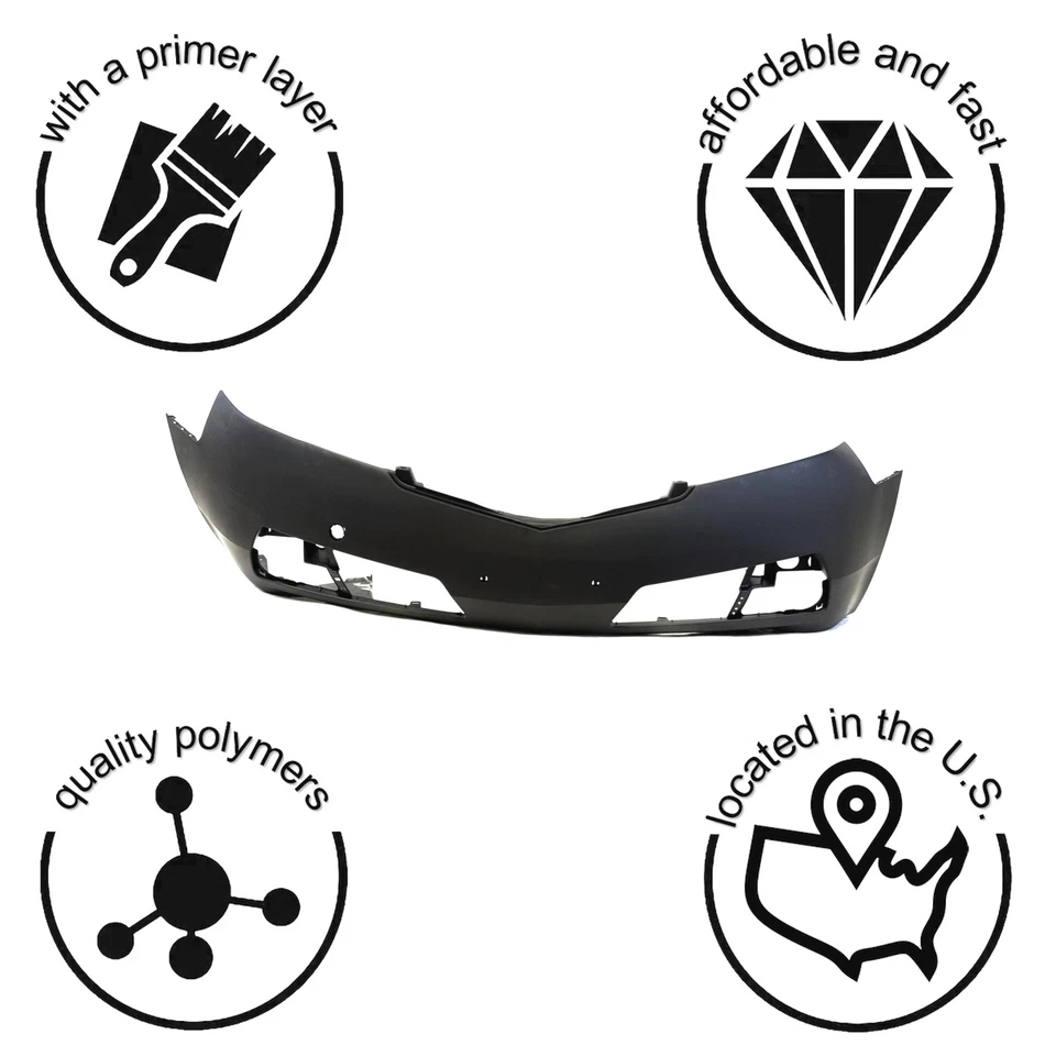 Cubierta de parachoques para Acura TL 2009-2011 con orificios de luz antiniebla AC1000163 imprimado delantero Foto 3 de 4