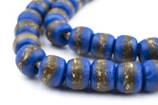Bright Cobalt Blue Kente Krobo Beads 14mm Ghana African Round Glass Large Hole