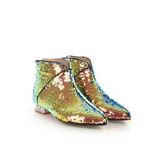 Womens Glitter Pointed Toe Sequins Ankle Boots Dress Party Evening Shoes Fashion