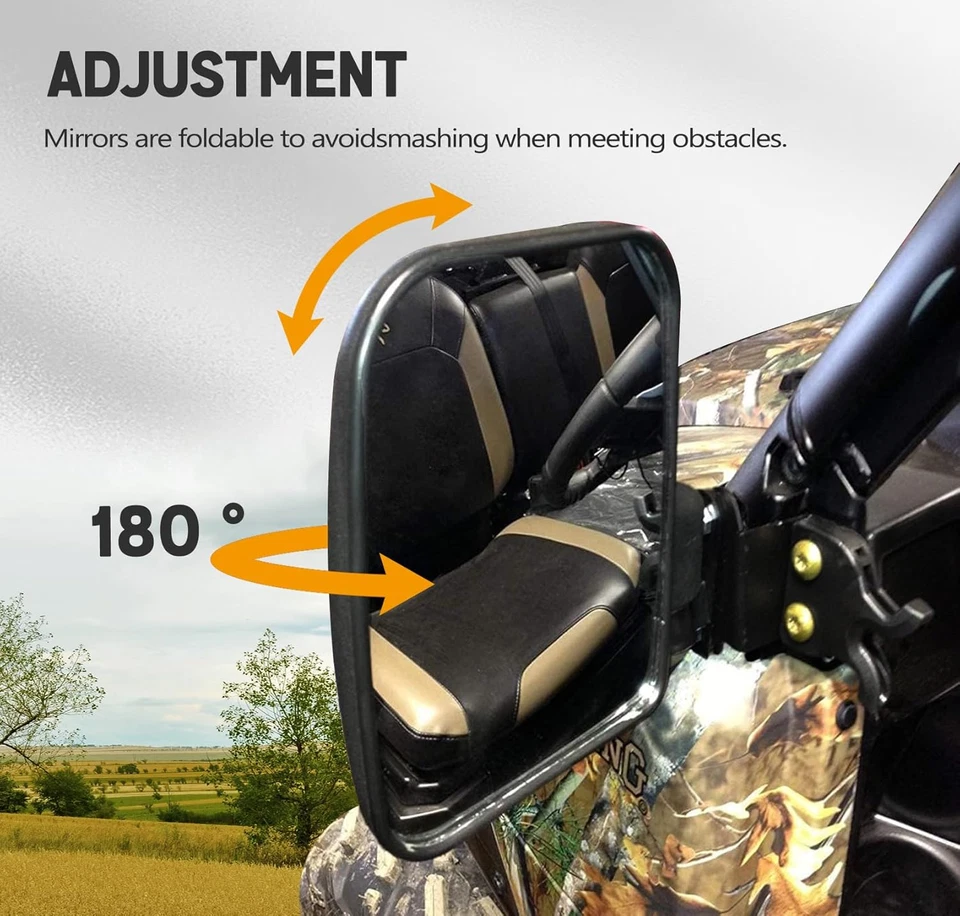 Side View Mirrors Compatible with 2013-2023 Polaris Ranger 500 570 900 - Fits Pr - Image 4 of 4