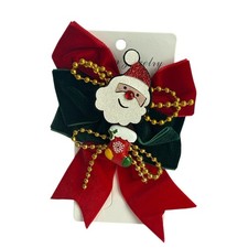 Christmas Santa Hair Bow Clip Set Red Green Holiday Hair Accessory