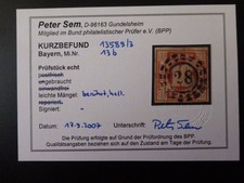 Bayern Mi.-Nr. 13 b - s. Fotos - oMR 28 mittig - s. Befund Sem BPP - sehr rar ##