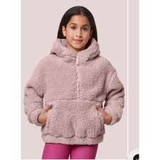 Mondetta Kids Sherpa Fleece Half Zip Hoodie Light Pink L 14/16