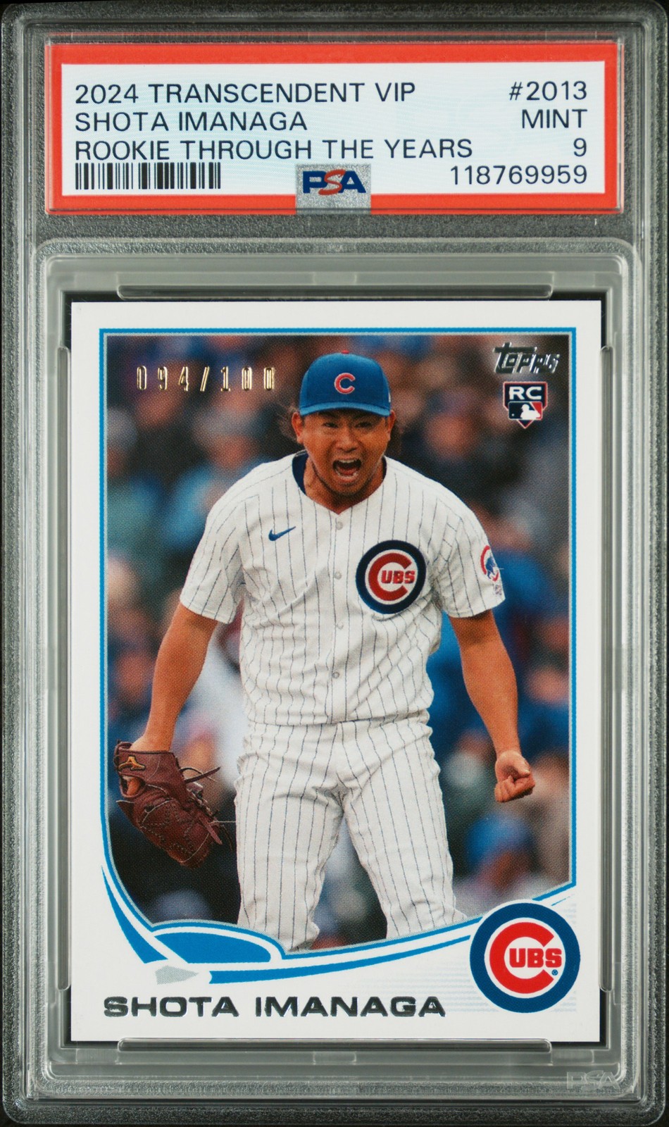 Shota Imanaga 2024 Topps Transcendent VIP Rookie Through The Years #/100 PSA 9