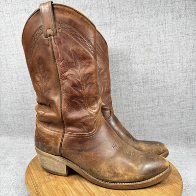 #ad #ad Abilene Western Boots Womens 8.5 M Pull On Cowboy Leather Riding Rodeo Brown $40.49