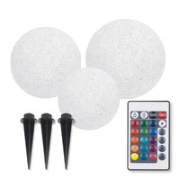 3Er Set Solar Leuchten Easymaxx Garten Deko Beleuchtung Led Farbwechsel Stein