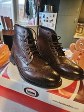 Base of London Men's Brogue Ankle Boots Brown Leather
