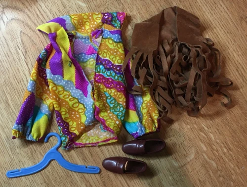 Vintage Mattel 1971-72  Live Action Ken #1159 Shirt Shoes Fringe Vest Hanger
